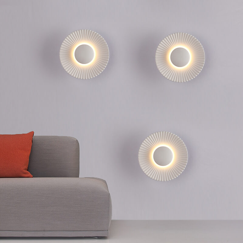 Moderne 1-flammige LED-Wandleuchte aus Aluminium mit runden Muschelstrukturen 