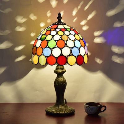 Lampe de table à 1 lumière en verre teinté Tiffany de style européen 