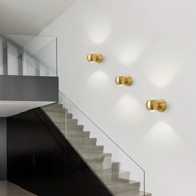 Mini applique murale LED cylindrique en cuivre de luxe moderne 