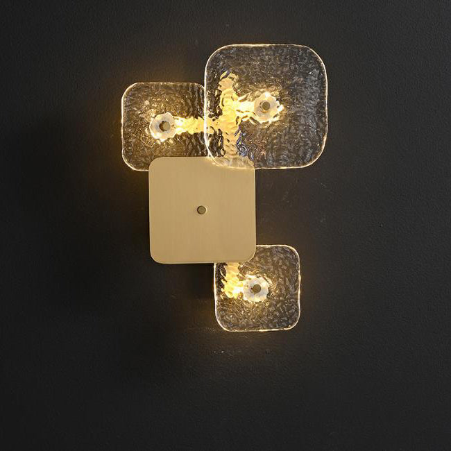 Post-modern Glass Brass Patchwork Square LED Wall Sconce Lamp