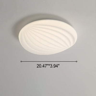 Modern Minimalist Milk White Acrylic Striped Round LED Flush Mount Ceiling Light