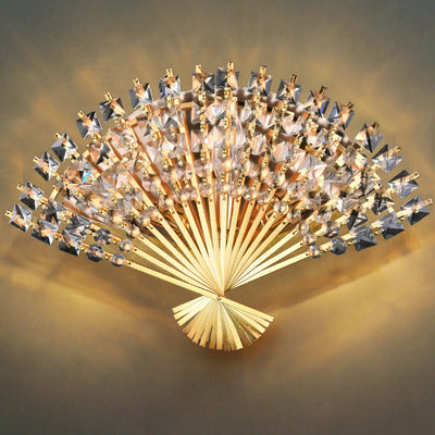 Moderne Luxus-Kristall-Fächerform 3-Licht-Wandleuchte 