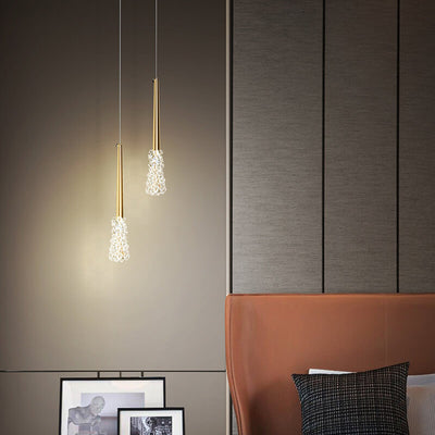 Lustre suspendu moderne en cuivre avec verre transparent conique 1/2 lumière 