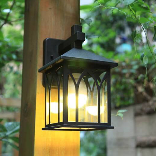 Retro European Outdoor Waterproof Square 1-Light Wall Sconce Lamp