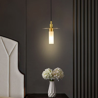 Modern Copper Glass Cylinder 1-Light Pendant Light