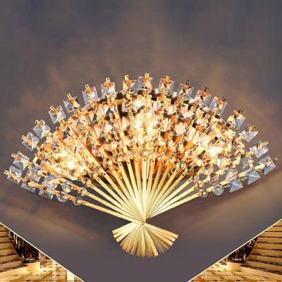 Modern Luxury Crystal Fan Shape 3-Light Wall Sconce Lamp