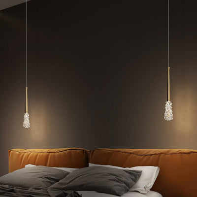 Modern Copper Clear Glass Tapered 1/2 Light Pendant Light