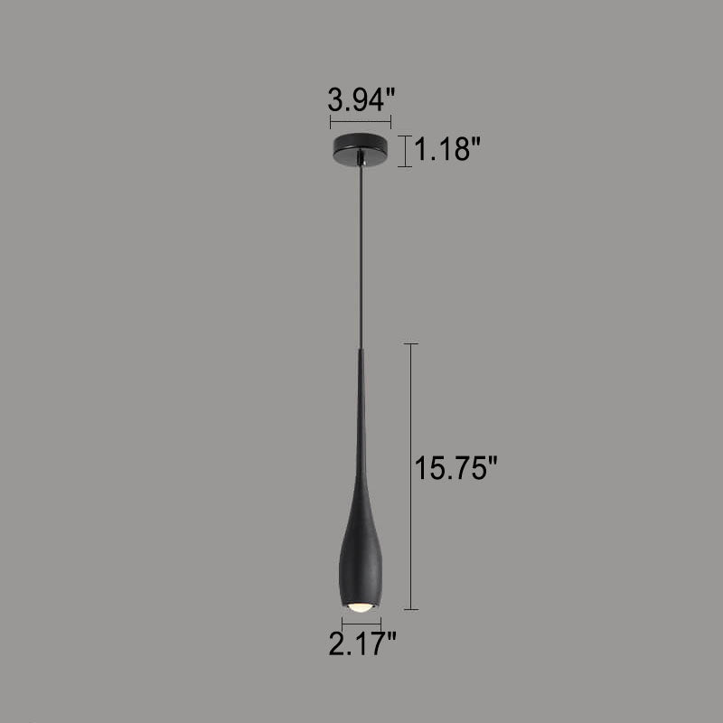 Lampe suspendue LED en aluminium, couleur unie, minimaliste et moderne, noir et blanc, en forme de larme 