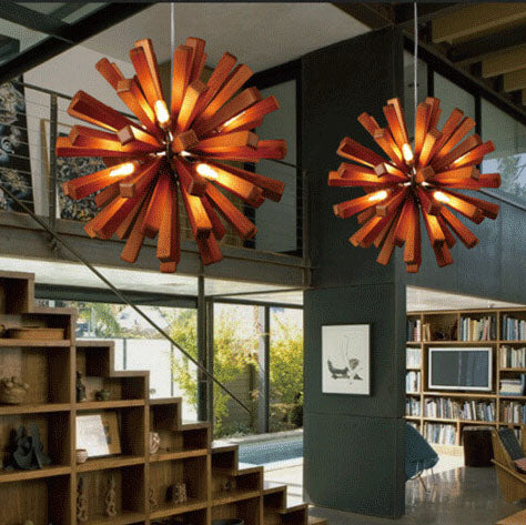 Creative Dandelion Sphere Wooden 10-Light LED Kronleuchter 