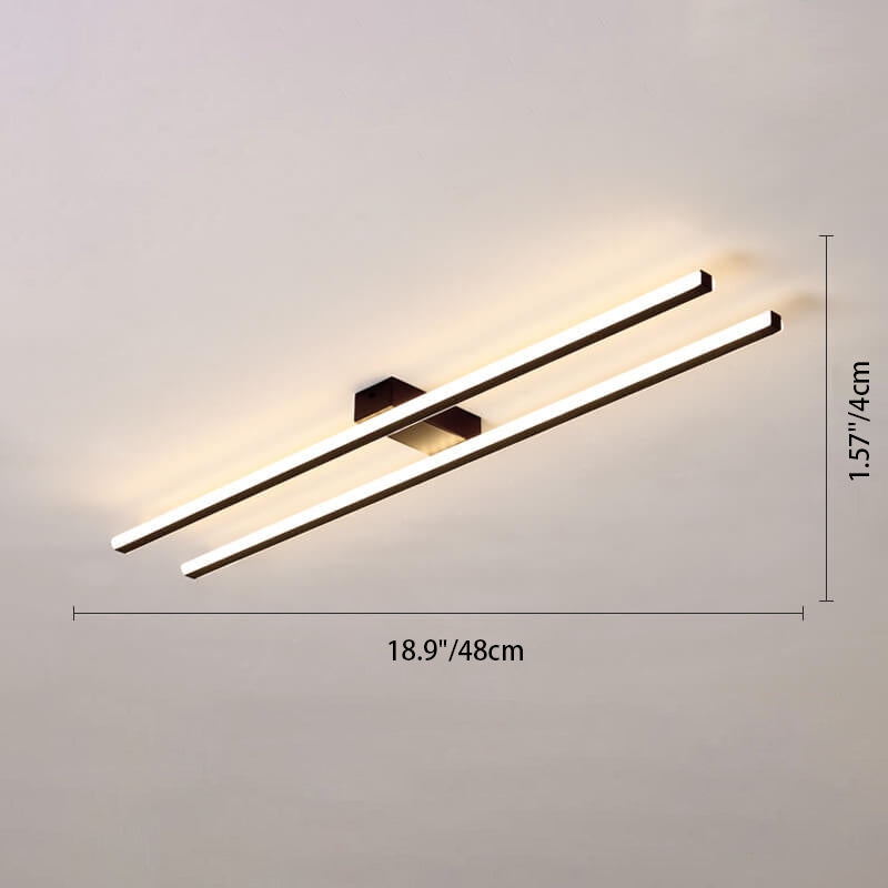 Plafonnier LED semi-encastré à double ligne droite géométrique minimaliste moderne pour couloir