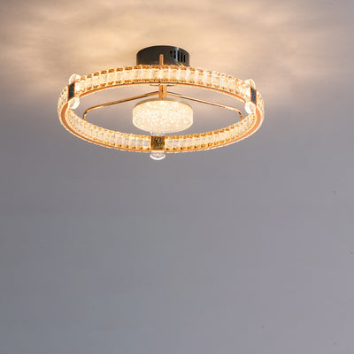 Light Luxury Minimalist Crystal Ring LED Flush Mount Light