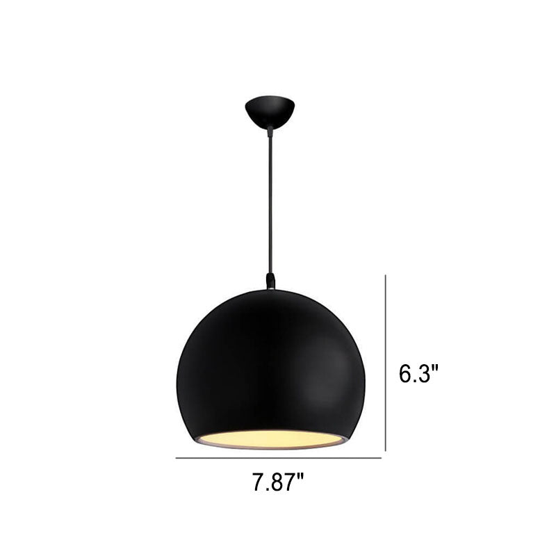 Lampe suspendue moderne à 1 lumière à tête ronde en fer de couleur unie 