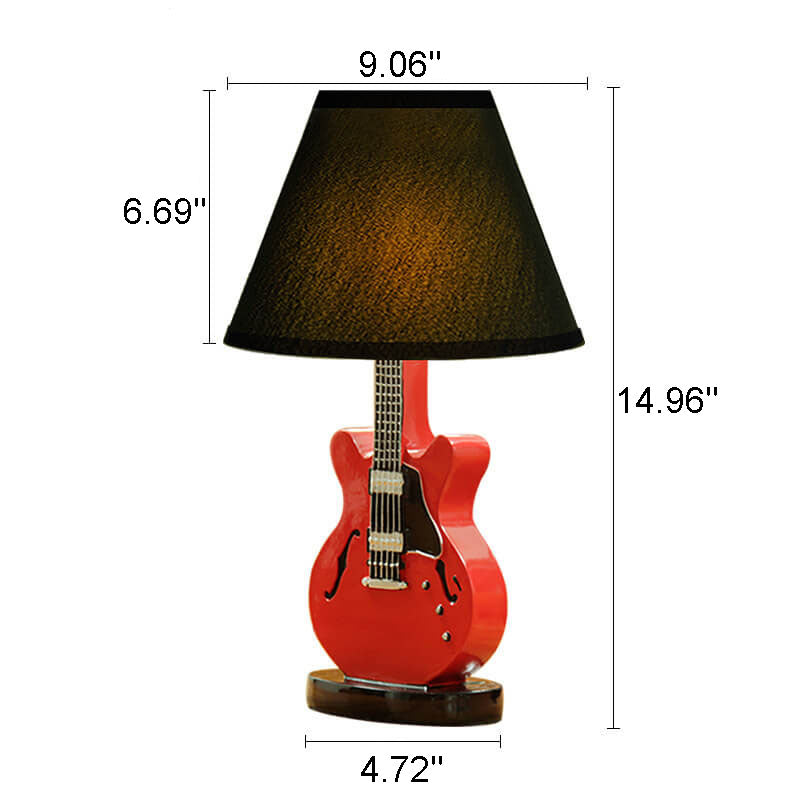Lampe de table à 1 lumière avec abat-jour en tissu créatif pour guitare 