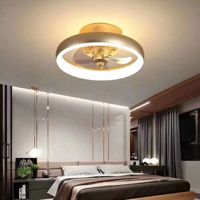 Nordic Light Luxuriöse runde schmiedeeiserne LED-Deckenventilatorleuchte 
