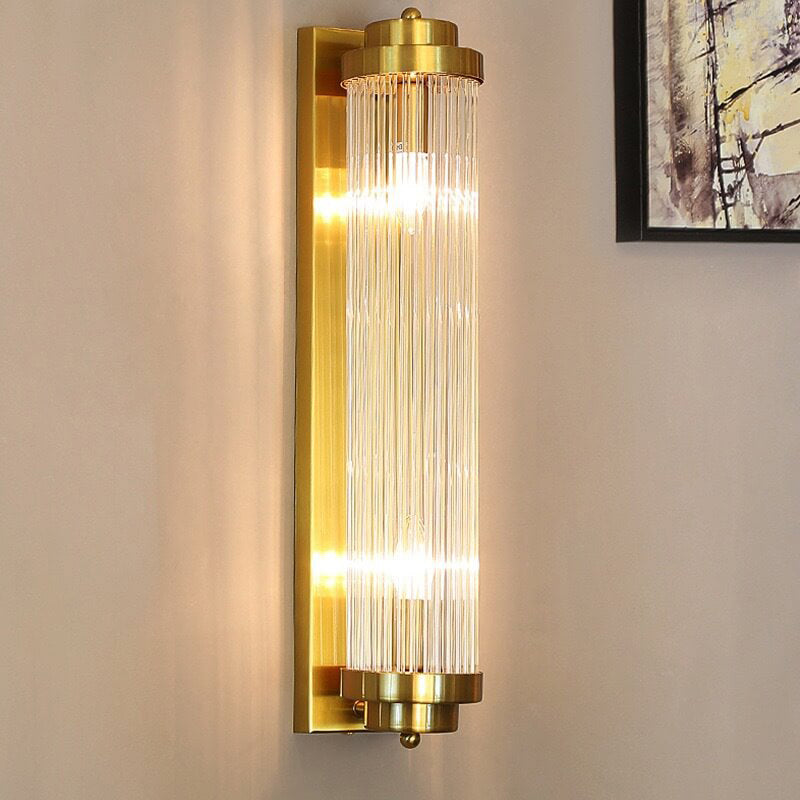 Modern Luxury Crystal Cylinder Column Rotation 2-Light  Wall Sconce Lamp