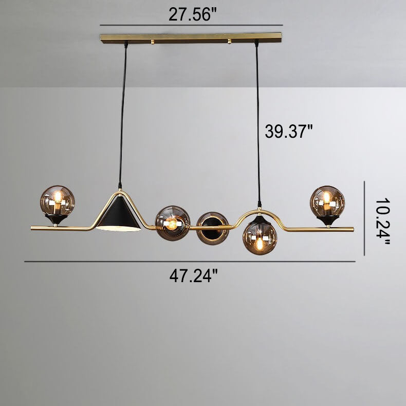 Moderner, minimalistischer, runder Glas-Kronleuchter mit 6 Lichtinseln 