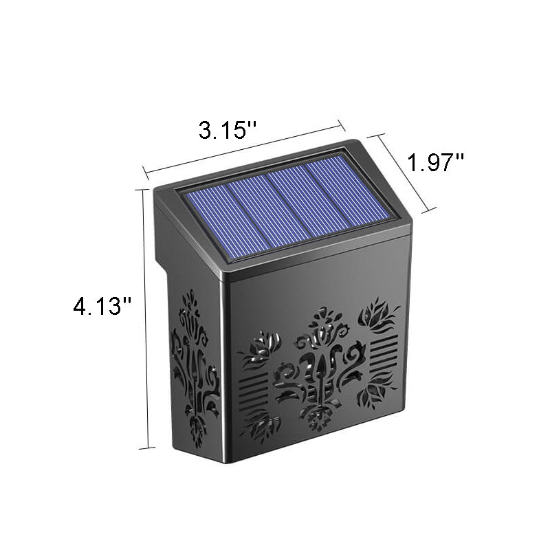 Solar Garden LED Hollow Square Outdoor Fence Wall Sconce Lamp