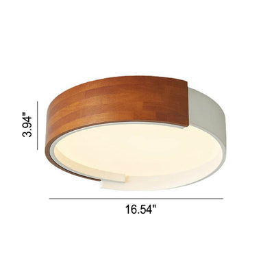 Nordic Creative Half Round Wooden Round LED Flush Mount Light