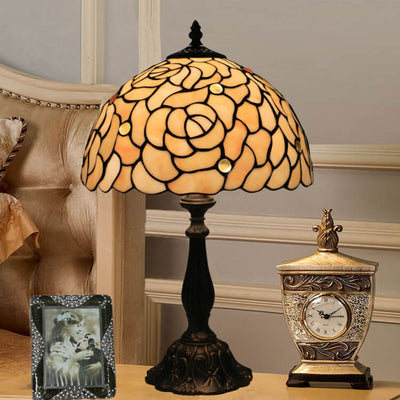 Tiffany Creative Yellow Rose Dome 1-Light Table Lamp