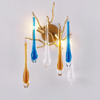 Modern Colorful Crystal Strip Branch 2-Light Wall Sconce Lamp