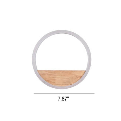 Creative Solid Wood Acrylic Storage Decoration Round LED Wall Sconce Lamp