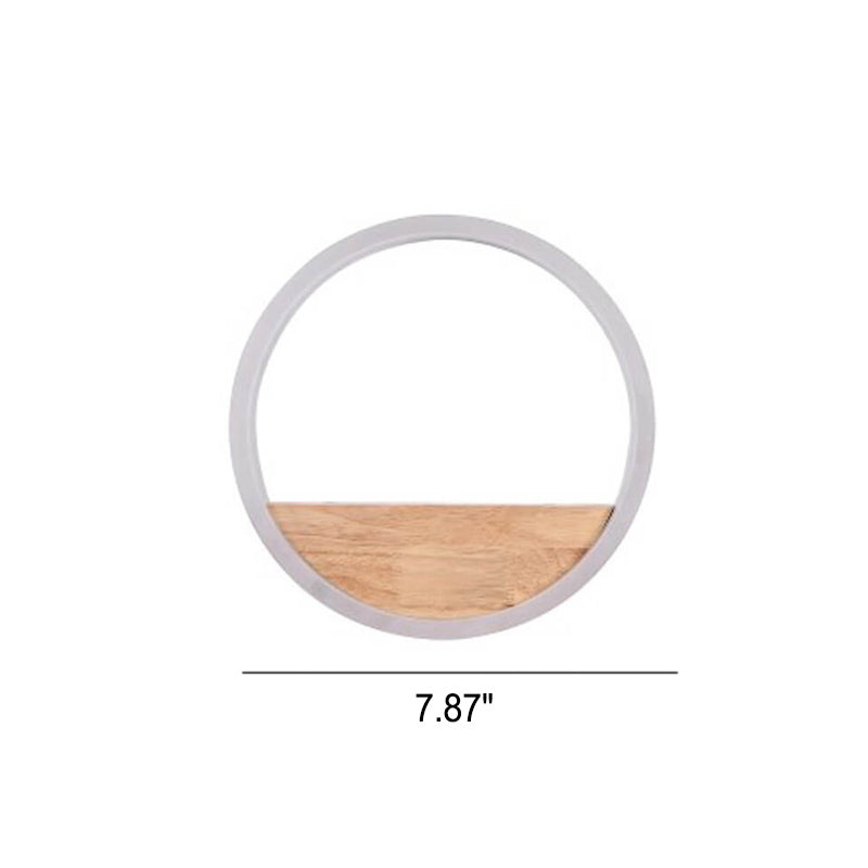 Creative Solid Wood Acrylic Storage Decoration Round LED Wall Sconce Lamp