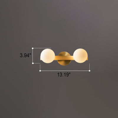 Moderne, minimalistische Orb 2/3-Licht-Wandleuchte aus Vollkupferglas 