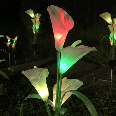 Modern Solar Horseshoe Flower Colorful 4 LED Outdoor Garden Ground Plug Landscape Light