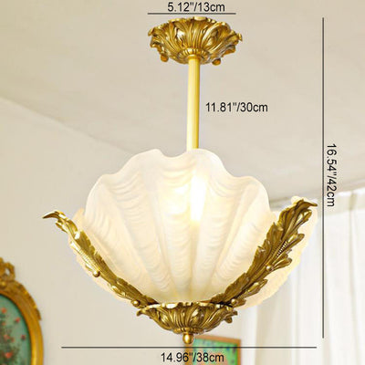 Modern Art Deco Shell Shape Brass Finish Frame 3/4-Light Chandelier for Living Room