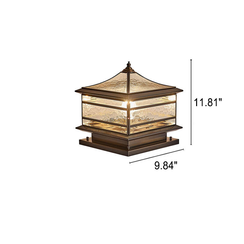 Europäisches Messing-Glas-Quadrat 1/2 Licht Wasserdichtes Säulen-Landschaftslicht im Freien