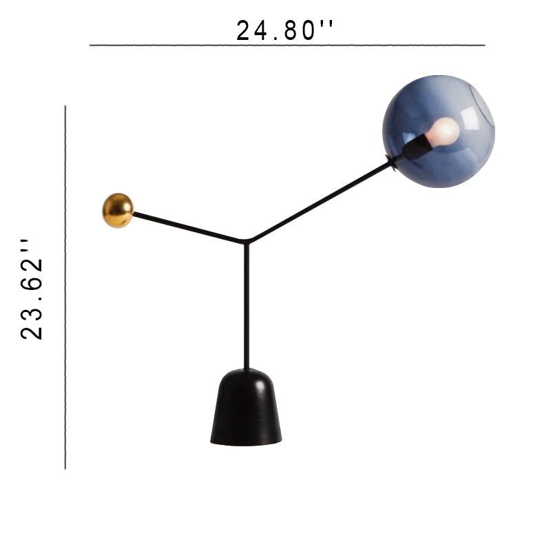 Lampe de table moderne et créative à 1 lumière en fer et verre satellite 