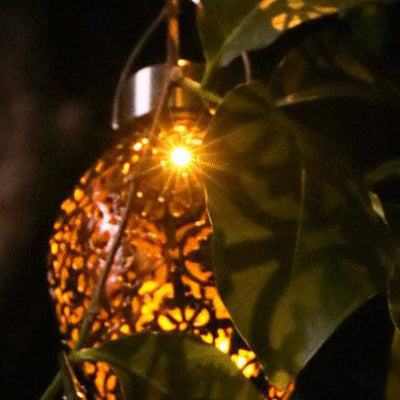 Lampe suspendue d'extérieur à LED en forme de goutte creuse, étanche, en fer solaire, pour l'extérieur 
