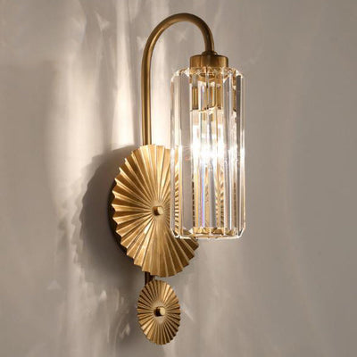 Modern Luxury Crystal Column Round Base 1-Light Wall Sconce Lamp