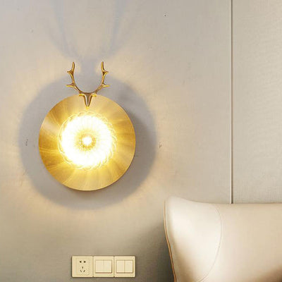 Applique murale industrielle tout en cuivre, lampe de luxe créative à tête de cerf à 1 lumière
