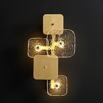 Post-modern Glass Brass Patchwork Square LED Wall Sconce Lamp