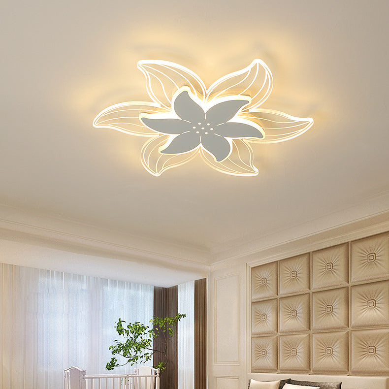 Lampe encastrée à LED à double couche en acrylique Art déco moderne avec abat-jour en forme de fleur 