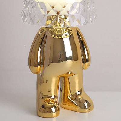 Contemporary Nordic Acrylic Lampshade Electroplating Golden Man 1-Light Table Lamp