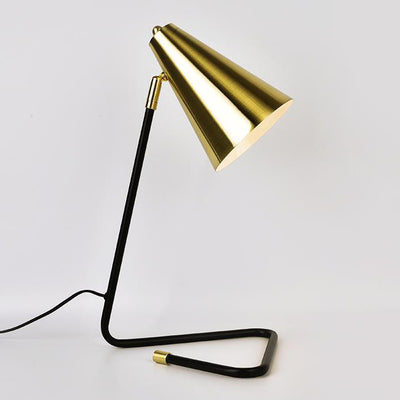 Simple Iron Bell Shade Triangle 1-Light Table Lamp