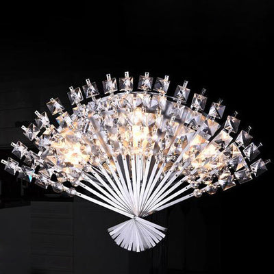 Modern Luxury Crystal Fan Shape 3-Light Wall Sconce Lamp