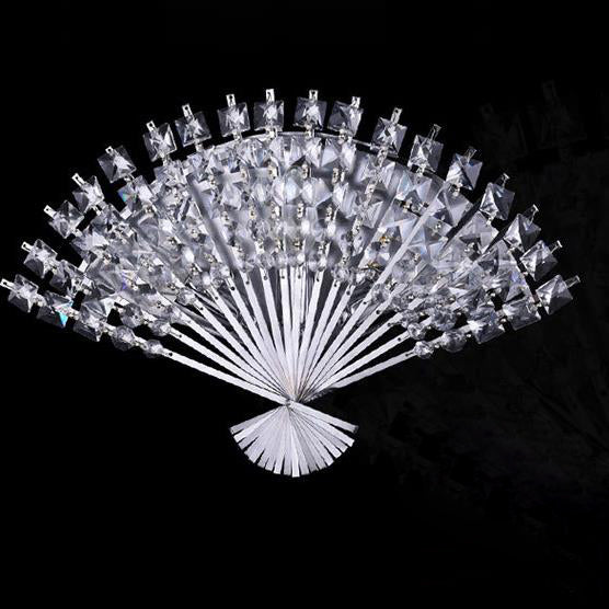 Modern Luxury Crystal Fan Shape 3-Light Wall Sconce Lamp