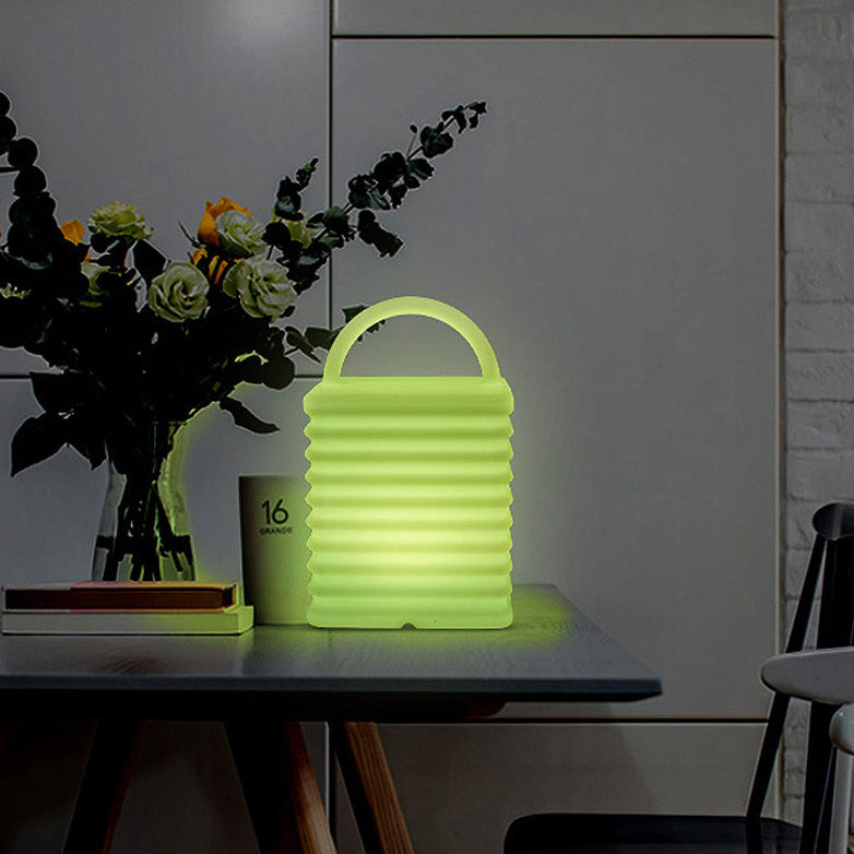 Modern Art Deco Plastic Colorful Tote Bag Shape LED Decorative Table Lamp