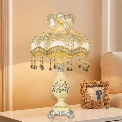 Lampe de table à 1 lumière en tissu Court de style européen 