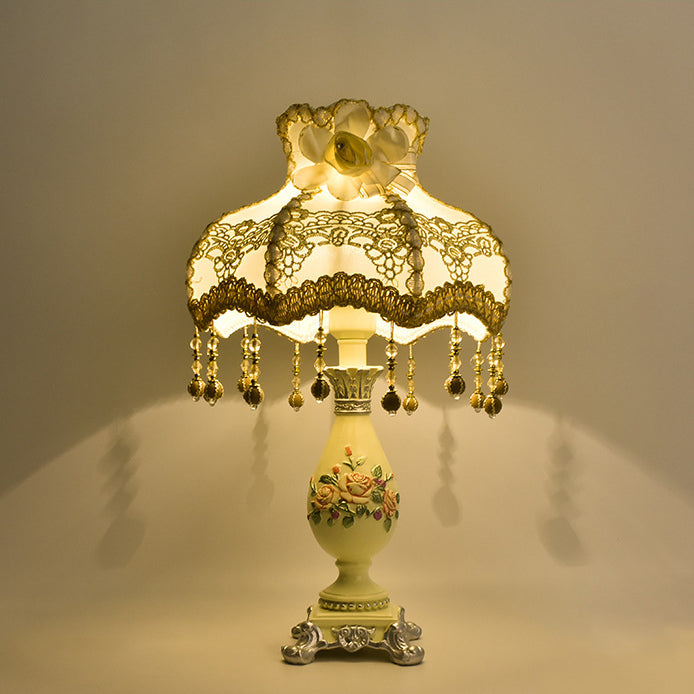 Lampe de table à 1 lumière en tissu Court de style européen 