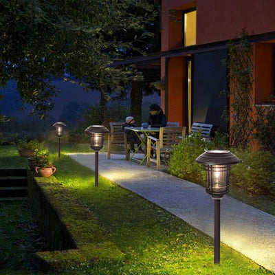 Lampe LED solaire moderne du milieu du siècle, imperméable, en acier inoxydable, luminaire décoratif d'extérieur pour pelouse, prise de terre 