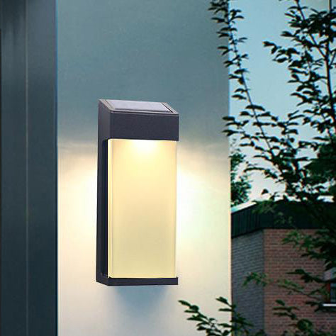 Solar Glass Shade Outdoor Waterproof LED Decorative Wall Sconce Lamp