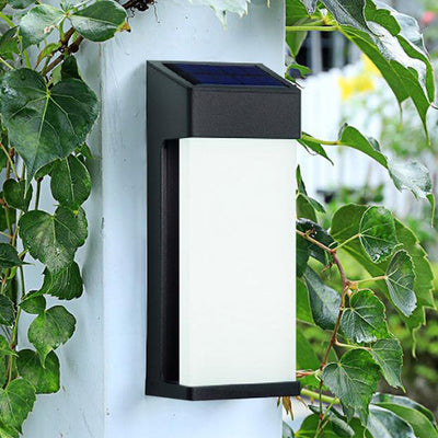 Solar Glass Shade Outdoor Waterproof LED Decorative Wall Sconce Lamp