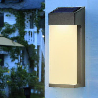 Solar Glass Shade Outdoor Waterproof LED Decorative Wall Sconce Lamp