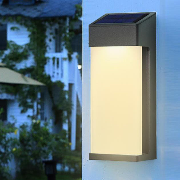 Solar Glass Shade Outdoor Waterproof LED Decorative Wall Sconce Lamp