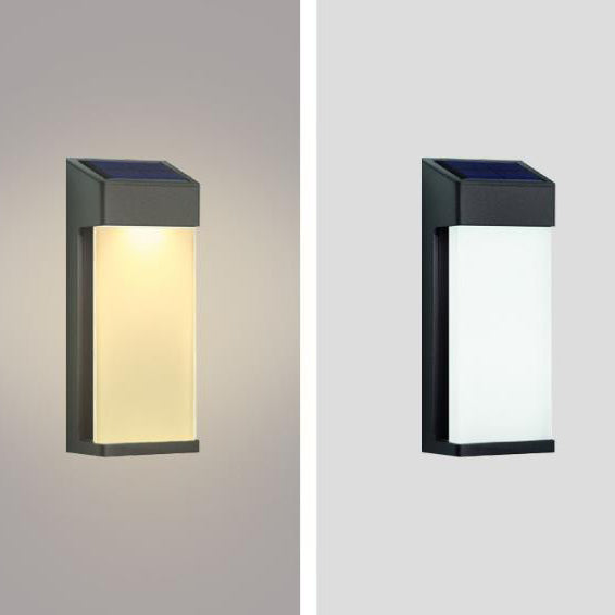 Solar Glass Shade Outdoor Waterproof LED Decorative Wall Sconce Lamp