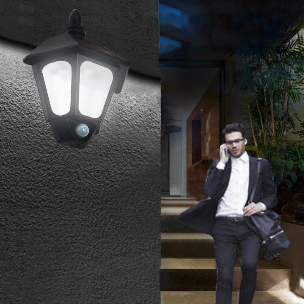 Modern Minimalist Solar Outdoor Waterproof Induction Two-color Lighting LED Outdoor Garden Wall Sconce Lamp